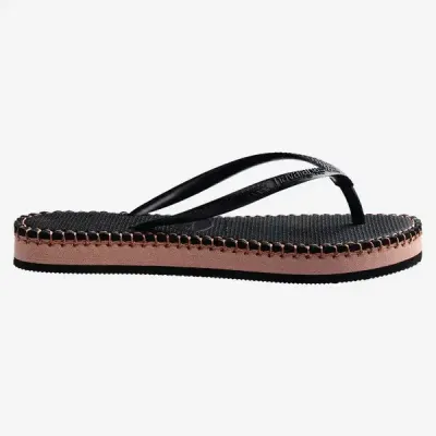 Havaianas Flatform Loop Slim noires 4149928-0090 à semelle plateforme bicolore et brides fines