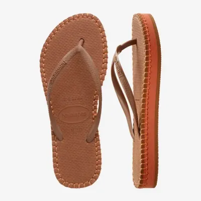 Havaianas Flatform Loop Slim marron 4149928-1976 à semelle plateforme bicolore et brides fines