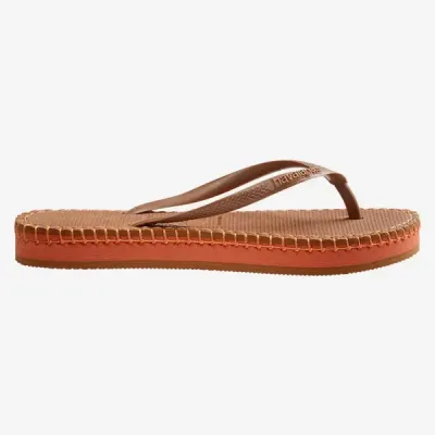 Havaianas Flatform Loop Slim marron 4149928-1976 à semelle plateforme bicolore et brides fines