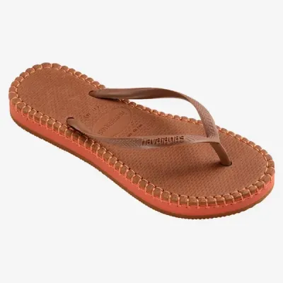 Havaianas Flatform Loop Slim marron 4149928-1976 à semelle plateforme bicolore et brides fines
