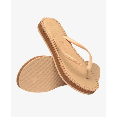 Havaianas Flatform Loop Slim beige 4149928-8858 à semelle plateforme bicolore et brides fines