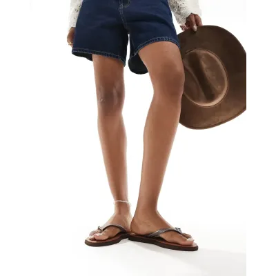 Tongs Havaianas Slim Point marron 4149584-0727 à bout pointu avec brides fines et logo métallique