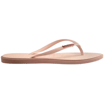 Tongs Havaianas Slim Point roses 4149584-3544 à bout pointu avec brides ultra-fines et logo métallique