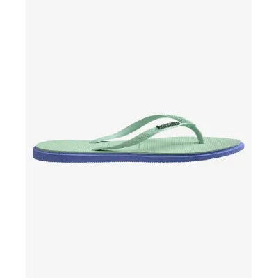 Tongs Havaianas Slim Point vertes 4149584-3562 à bout pointu avec brides fines et logo métallique