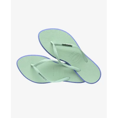 Tongs Havaianas Slim Point vertes 4149584-3562 à bout pointu avec brides fines et logo métallique