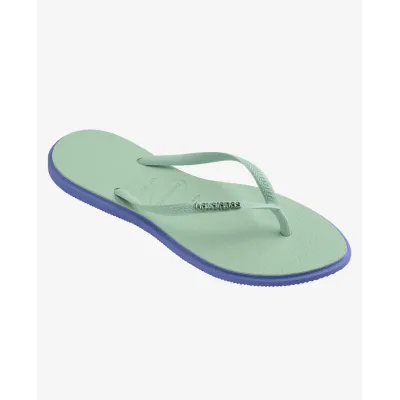 Tongs Havaianas Slim Point vertes 4149584-3562 à bout pointu avec brides fines et logo métallique