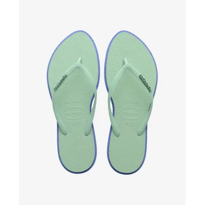 Tongs Havaianas Slim Point vertes 4149584-3562 à bout pointu avec brides fines et logo métallique