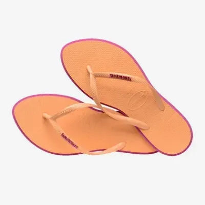 Tongs Havaianas Slim Point orange 4149584-4622 à bout pointu avec brides fines et logo métallique
