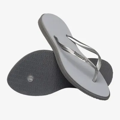 Tongs Havaianas Slim Point grises 4149584-5178 à bout pointu avec brides fines et logo métallique