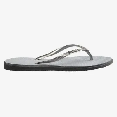Tongs Havaianas Slim Point grises 4149584-5178 à bout pointu avec brides fines et logo métallique