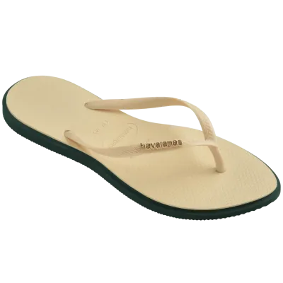 Tongs Havaianas Slim Point jaunes 4149584-5266 à bout pointu avec brides fines et logo métallique