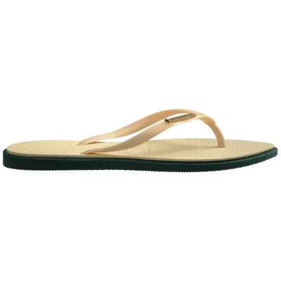 Tongs Havaianas Slim Point jaunes 4149584-5266 à bout pointu avec brides fines et logo métallique
