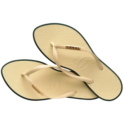 Tongs Havaianas Slim Point jaunes 4149584-5266 à bout pointu avec brides fines et logo métallique