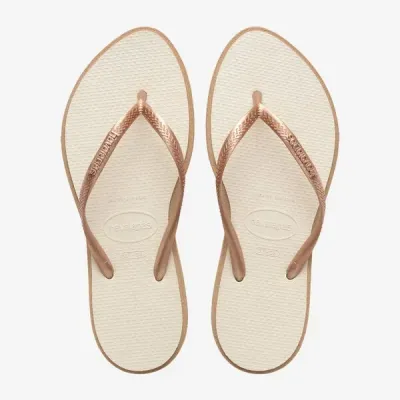 Tongs Havaianas Slim Point blanches 4149584-6842 à bout pointu avec brides fines et logo métallique