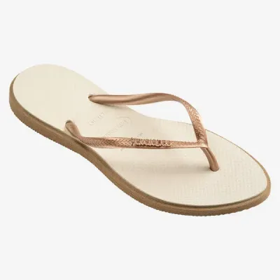 Tongs Havaianas Slim Point blanches 4149584-6842 à bout pointu avec brides fines et logo métallique