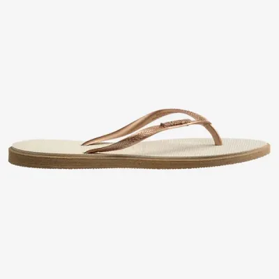 Tongs Havaianas Slim Point blanches 4149584-6842 à bout pointu avec brides fines et logo métallique
