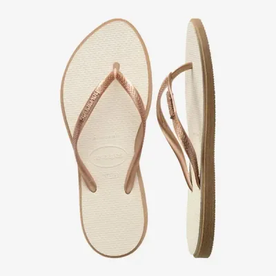 Tongs Havaianas Slim Point blanches 4149584-6842 à bout pointu avec brides fines et logo métallique