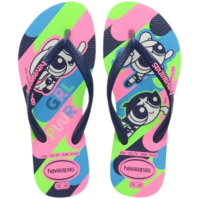 Tongs Havaianas Kids Slim Powerpuff Girls bleues 4149886-0001 avec imprimé Super Nanas