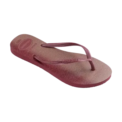 Tongs Havaianas Slim Gloss roses 4145617-9339 avec paillettes holographiques et brides métallisées