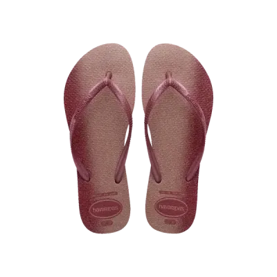 Tongs Havaianas Slim Gloss roses 4145617-9339 avec paillettes holographiques et brides métallisées