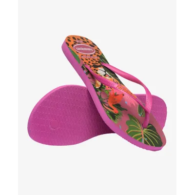 Tongs Havaianas Slim Summer Bliss roses 4149813-4622 à imprimé tropical avec brides fines