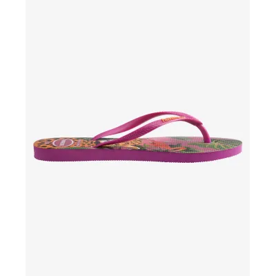 Tongs Havaianas Slim Summer Bliss roses 4149813-4622 à imprimé tropical avec brides fines