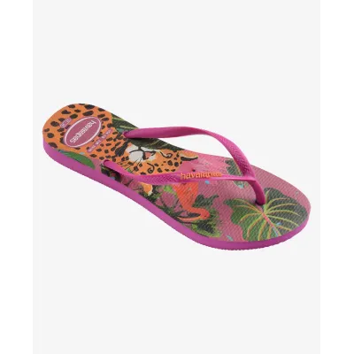 Tongs Havaianas Slim Summer Bliss roses 4149813-4622 à imprimé tropical avec brides fines