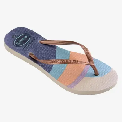 Tongs Havaianas Slim Palette Glow multicolores 4145766-0121 avec motifs tropicaux, paillettes et brides métallisées