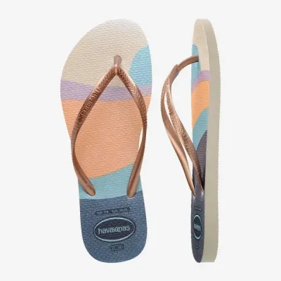 Tongs Havaianas Slim Palette Glow multicolores 4145766-0121 avec motifs tropicaux, paillettes et brides métallisées