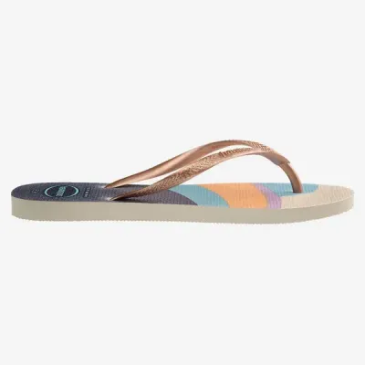 Tongs Havaianas Slim Palette Glow multicolores 4145766-0121 avec motifs tropicaux, paillettes et brides métallisées