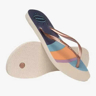 Tongs Havaianas Slim Palette Glow multicolores 4145766-0121 avec motifs tropicaux, paillettes et brides métallisées