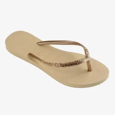Tongs enfant Havaianas Kids Slim Glitter II beige 4146975-0154 avec brides à paillettes