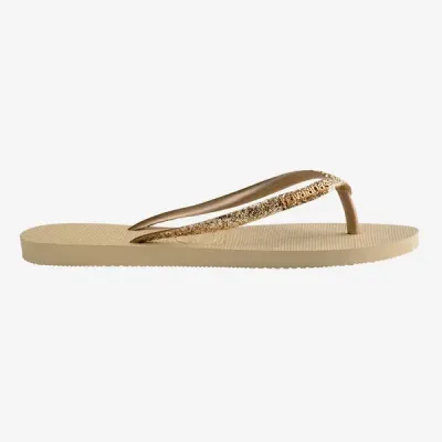 Tongs enfant Havaianas Kids Slim Glitter II beige 4146975-0154 avec brides à paillettes