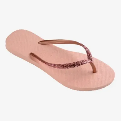 Tongs enfant Havaianas Kids Slim Glitter II roses 4146975-3606 avec brides à paillettes