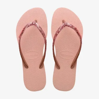 Tongs enfant Havaianas Kids Slim Glitter II roses 4146975-3606 avec brides à paillettes