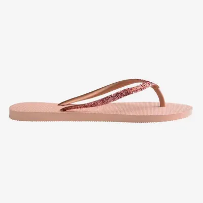 Tongs enfant Havaianas Kids Slim Glitter II roses 4146975-3606 avec brides à paillettes