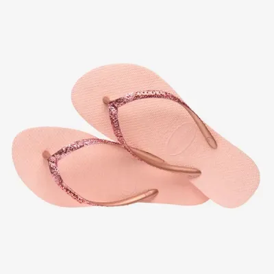 Tongs enfant Havaianas Kids Slim Glitter II roses 4146975-3606 avec brides à paillettes
