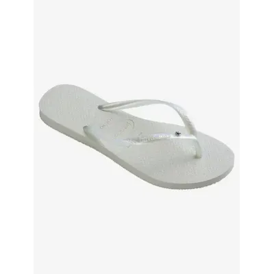 Tongs Havaianas Slim Crystal Swarovski® II blanches 4145651-0001 avec brides métallisées et cristal