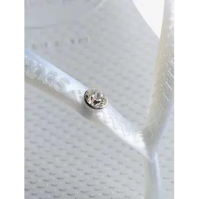 Tongs Havaianas Slim Crystal Swarovski® II blanches 4145651-0001 avec brides métallisées et cristal