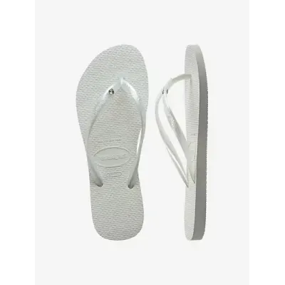 Tongs Havaianas Slim Crystal Swarovski® II blanches 4145651-0001 avec brides métallisées et cristal