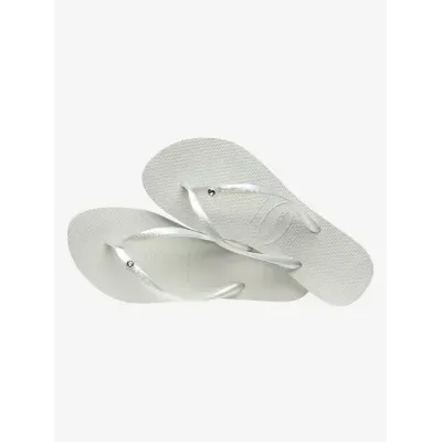 Tongs Havaianas Slim Crystal Swarovski® II blanches 4145651-0001 avec brides métallisées et cristal