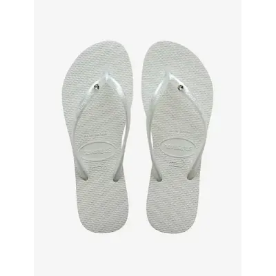 Tongs Havaianas Slim Crystal Swarovski® II blanches 4145651-0001 avec brides métallisées et cristal