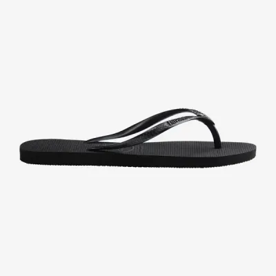 Tongs Havaianas Slim Crystal Swarovski® II noires 4145651-0090 avec brides métallisées et cristal