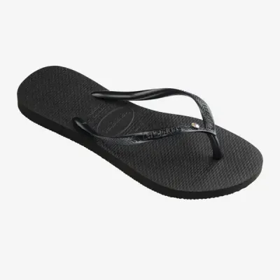 Tongs Havaianas Slim Crystal Swarovski® II noires 4145651-0090 avec brides métallisées et cristal