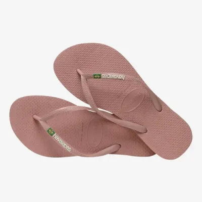 Tongs Havaianas Slim Brasil Logo roses 4140713-3544 à brides fines avec drapeau brésilien et liseré coloré