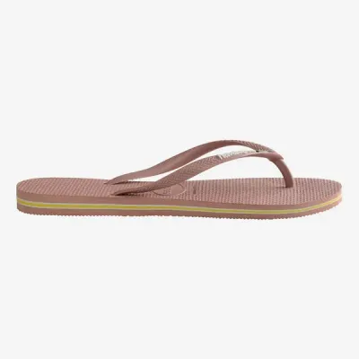 Tongs Havaianas Slim Brasil Logo roses 4140713-3544 à brides fines avec drapeau brésilien et liseré coloré