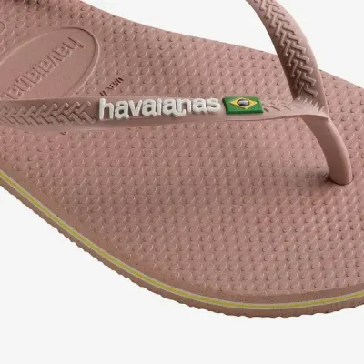 Tongs Havaianas Slim Brasil Logo roses 4140713-3544 à brides fines avec drapeau brésilien et liseré coloré