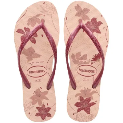 Tongs Havaianas Slim Organic roses 4132823-6511 avec imprimé floral et brides fines métallisées