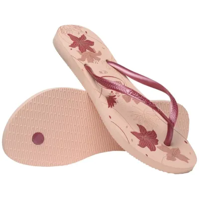 Tongs Havaianas Slim Organic roses 4132823-6511 avec imprimé floral et brides fines métallisées