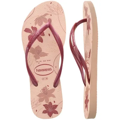 Tongs Havaianas Slim Organic roses 4132823-6511 avec imprimé floral et brides fines métallisées
